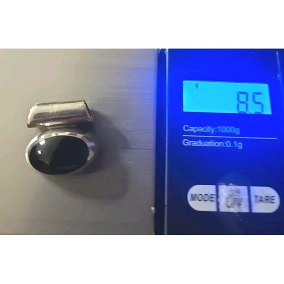 Vintage 925 Maxico Large Oval Black Onyx Pendent (8.5 grams) - Picture 7 of 8